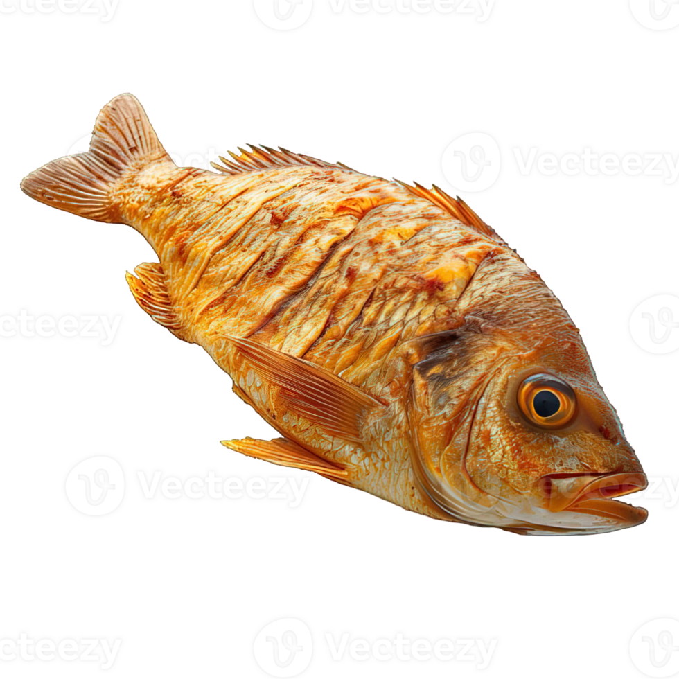 AI generated fried fish isolated on transparent background ,generative ai png