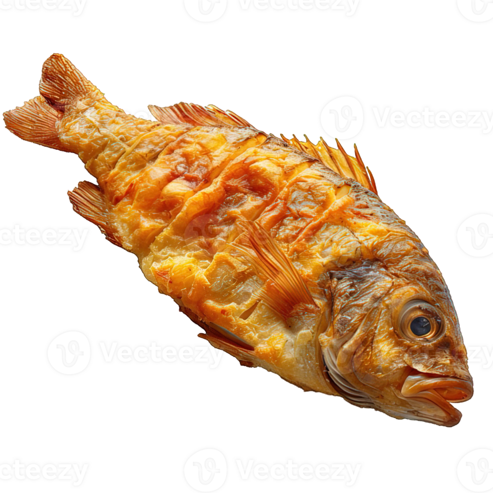 AI generated fried fish isolated on transparent background ,generative ai png