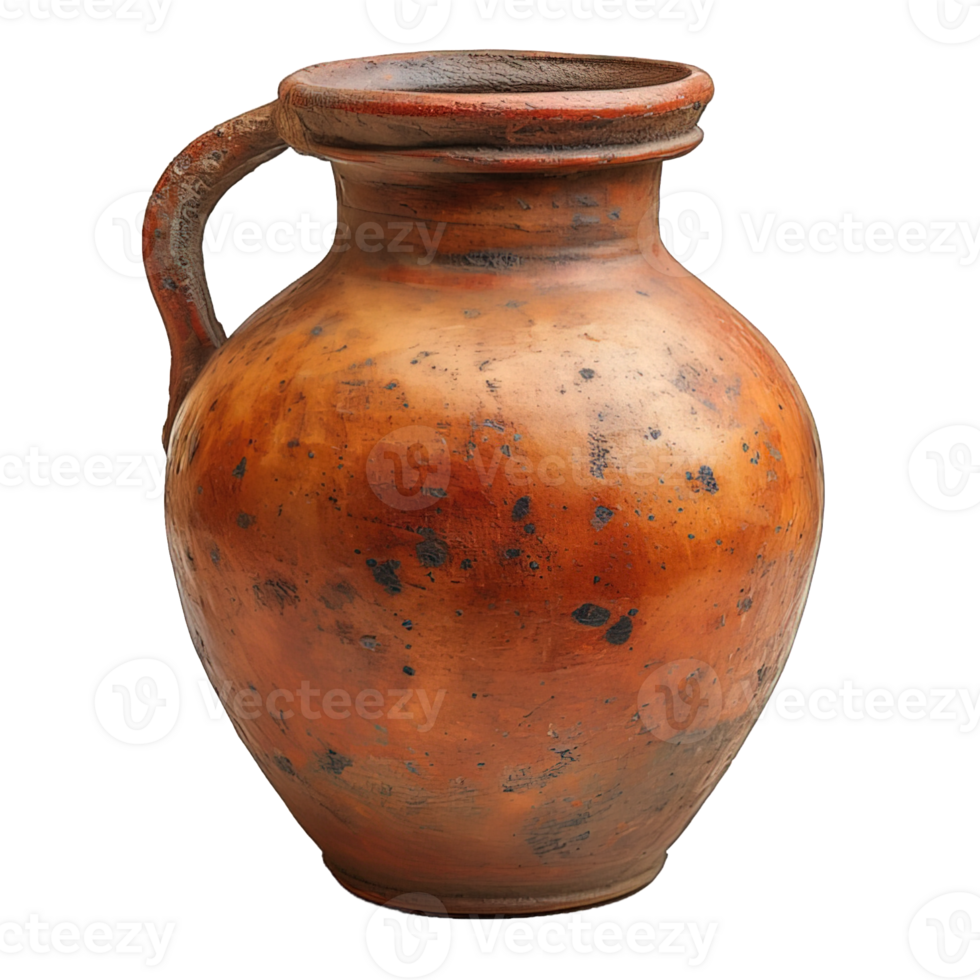 AI generated old clay jar isolated on transparent background ,generative ai png