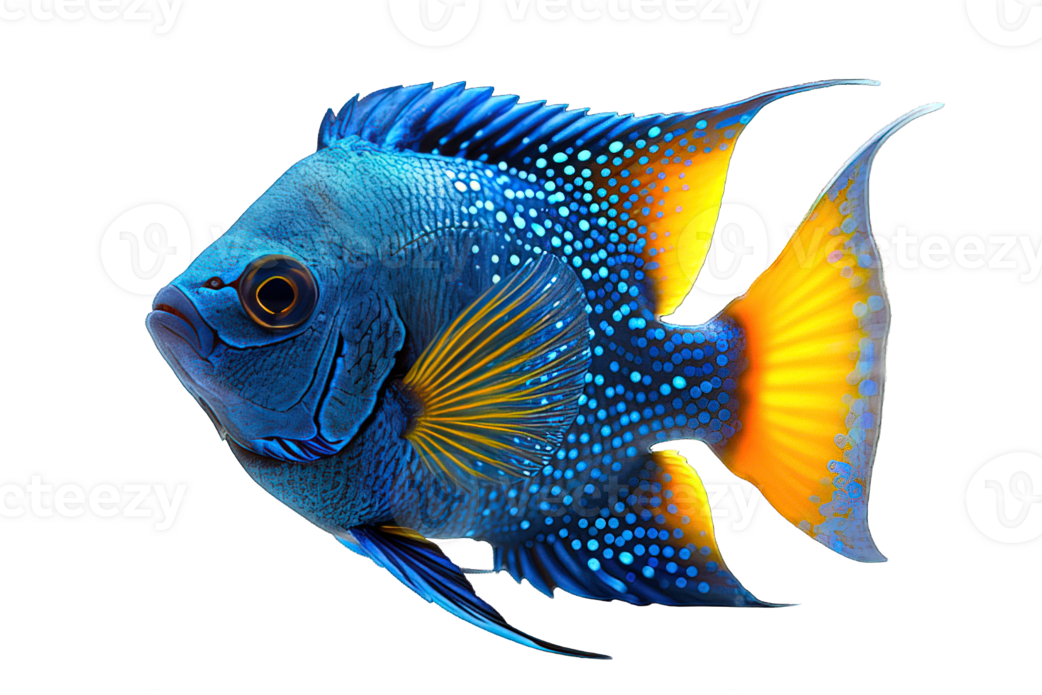AI generated Blue ornamental fish isolated on transparent background ,generative ai png