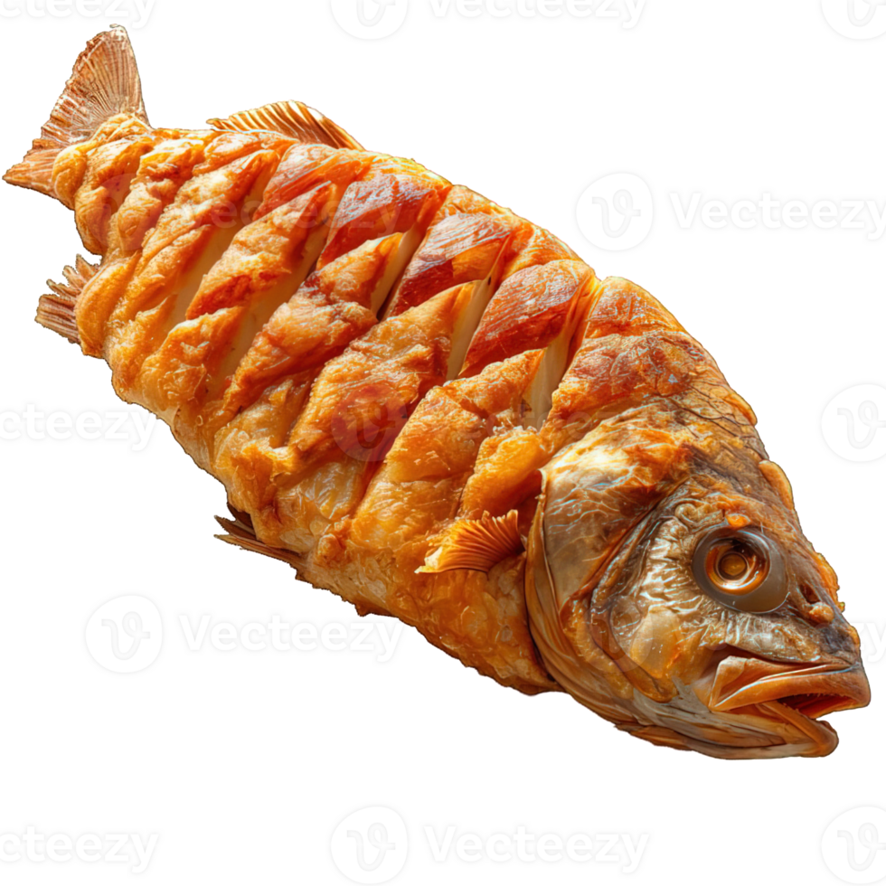 AI generated fried fish isolated on transparent background ,generative ai png