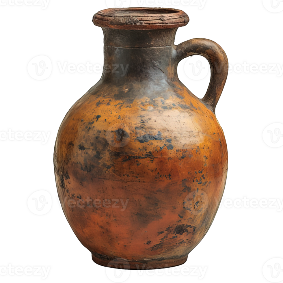 AI generated old clay jar isolated on transparent background ,generative ai png