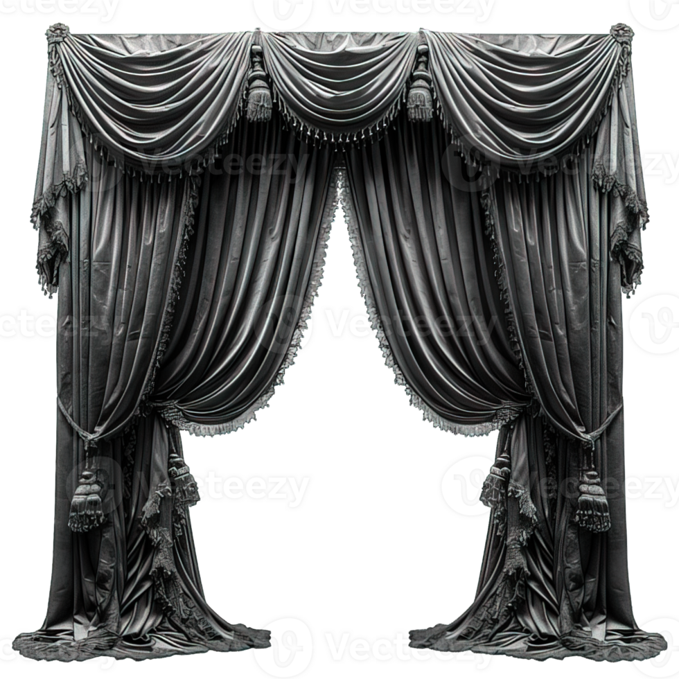 AI generated black curtain isolated on transparent background ,generative ai png
