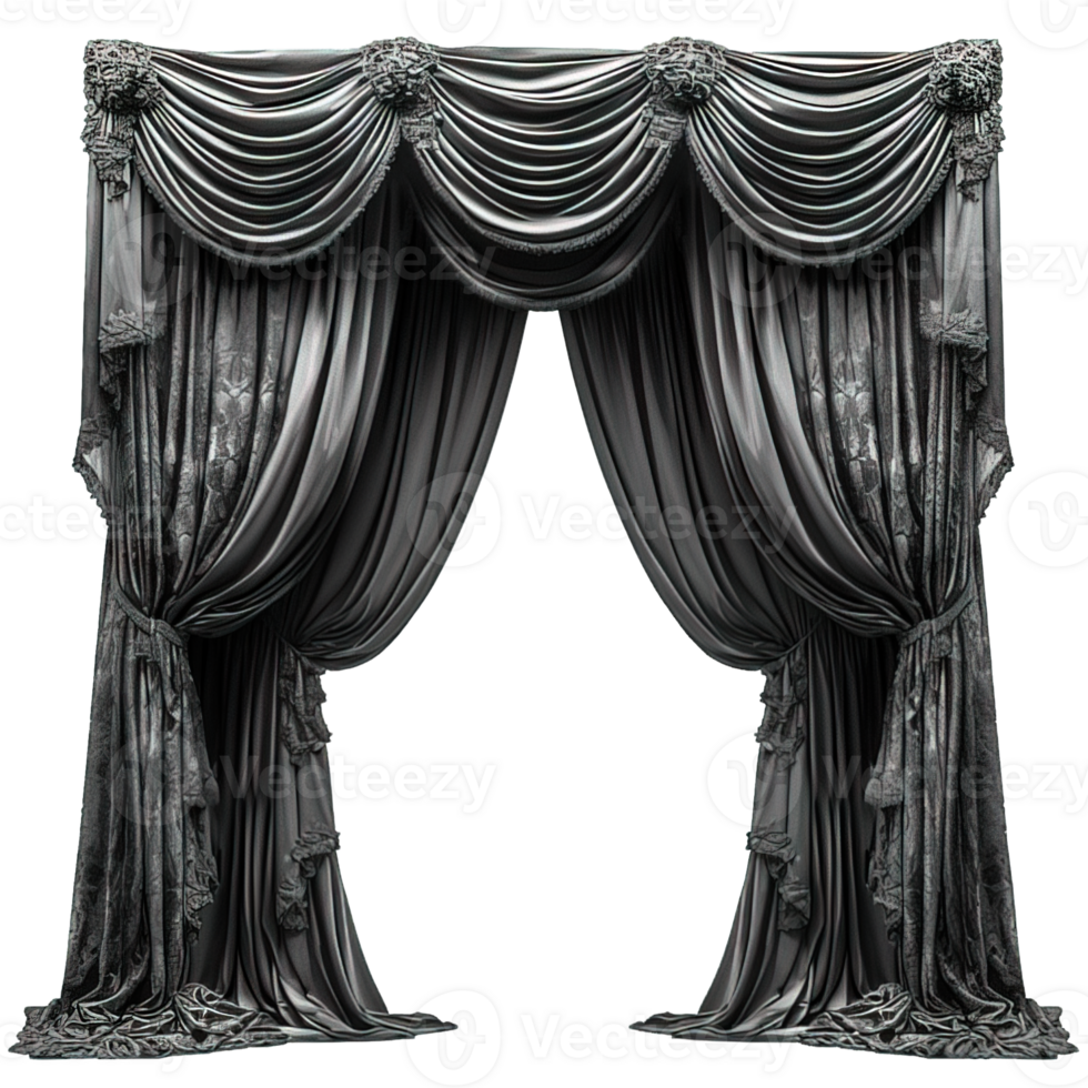AI generated black curtain isolated on transparent background ,generative ai png