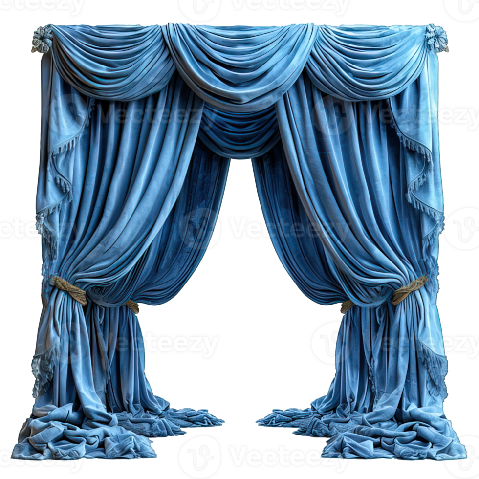 AI generated Blue curtain isolated on transparent background ,generative ai png