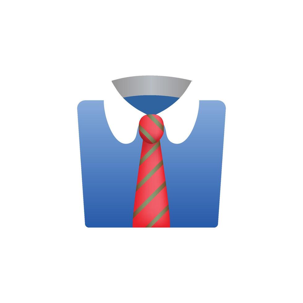 Vector emoticon illustration of a shirt with a tie. Red Necktie and blue Shirt Emoji. Formal Shirt icon. A shirt with a tie isolated on white background.