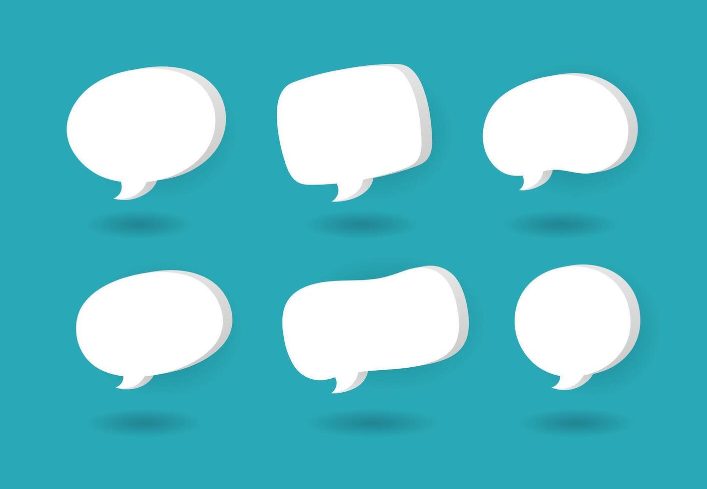 Set of 3D cute white abstract speech bubble icons vector