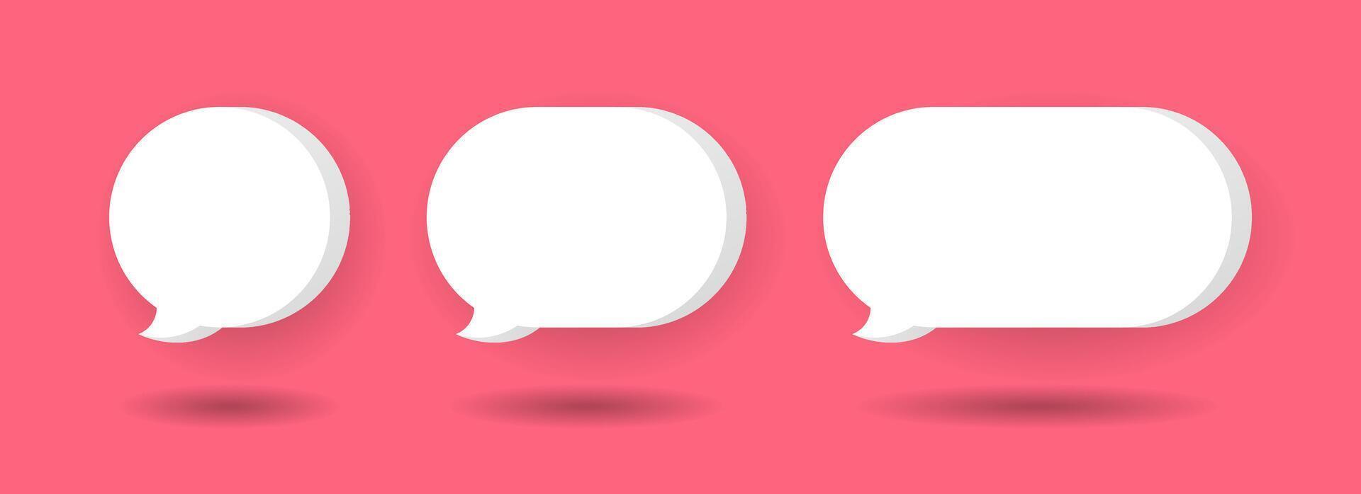 Set of 3D cute white speech bubble icons vector