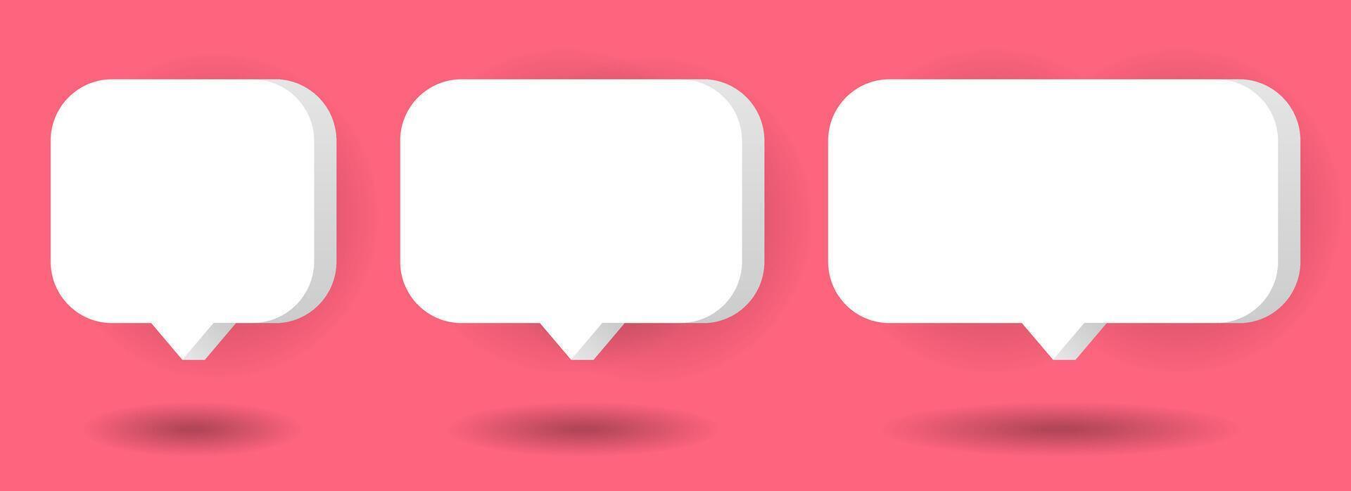 Set of 3D cute white speech bubble icons vector