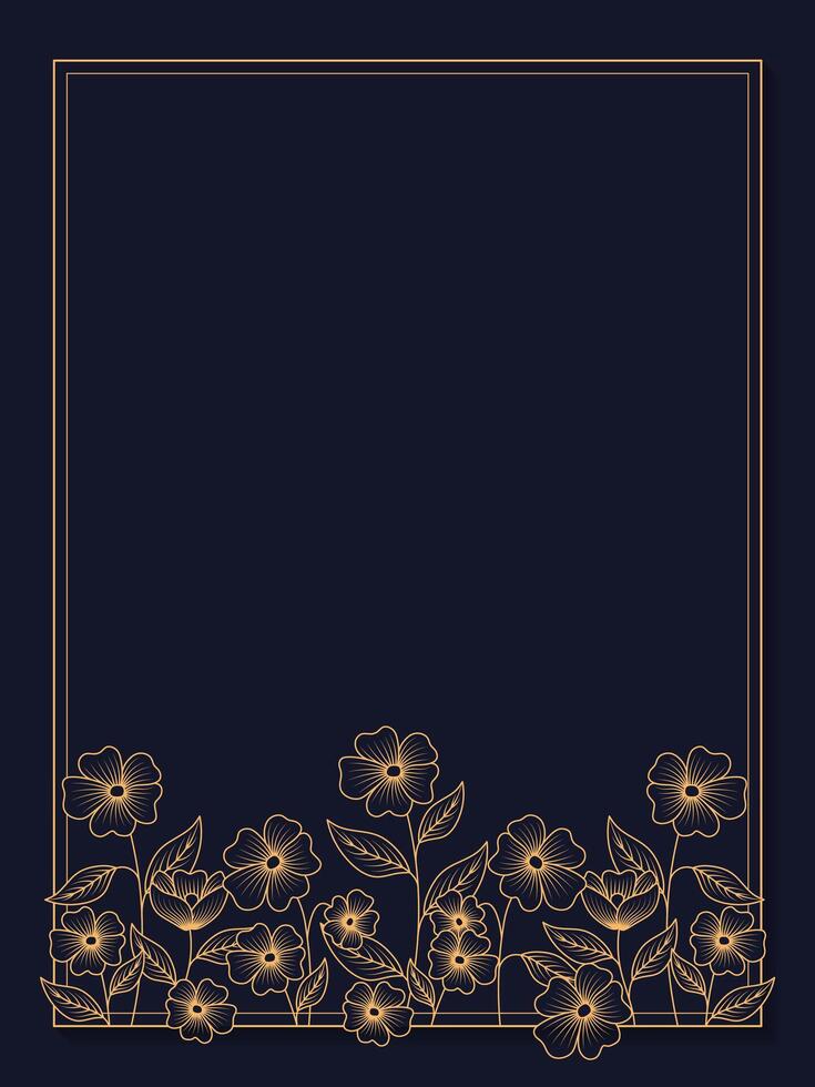 Elegant Gold Floral Invitation Template. Luxury Wedding And Birthday Frame. vector
