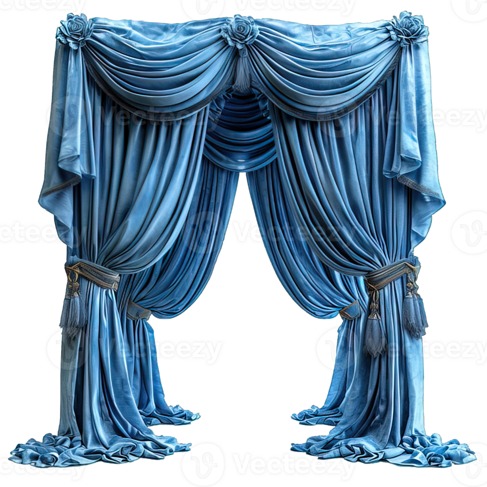 AI generated Blue curtain isolated on transparent background ,generative ai png