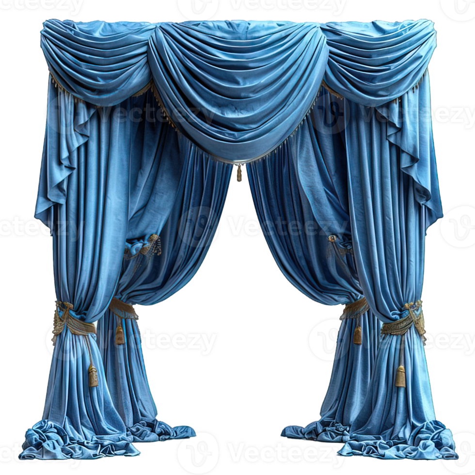 AI generated Blue curtain isolated on transparent background ,generative ai png
