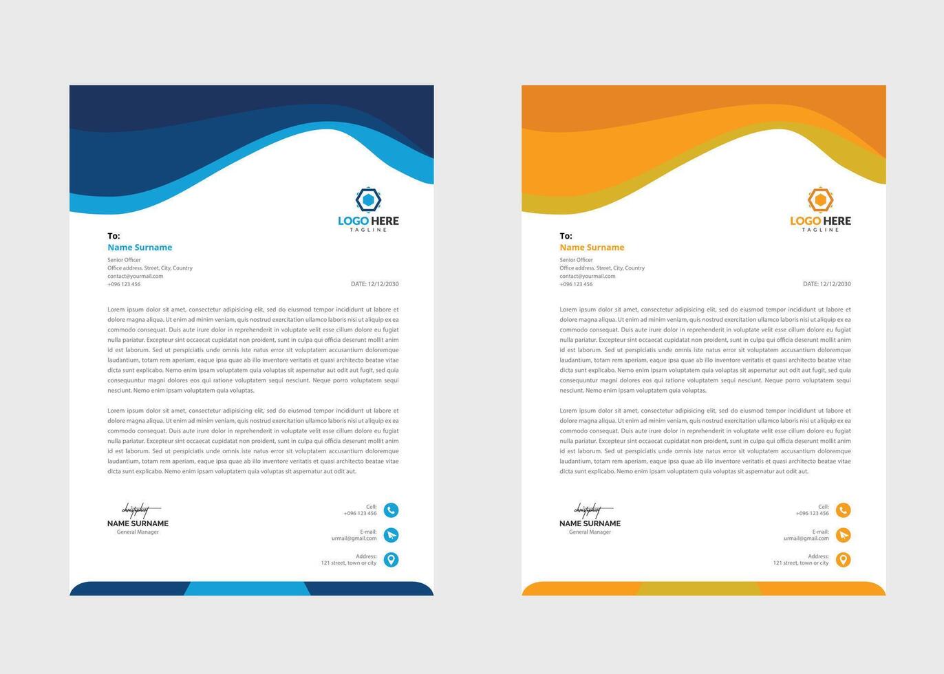 Corporate Business Letterhead Template. Editable Vector. Modern professional business letterhead design template. vector