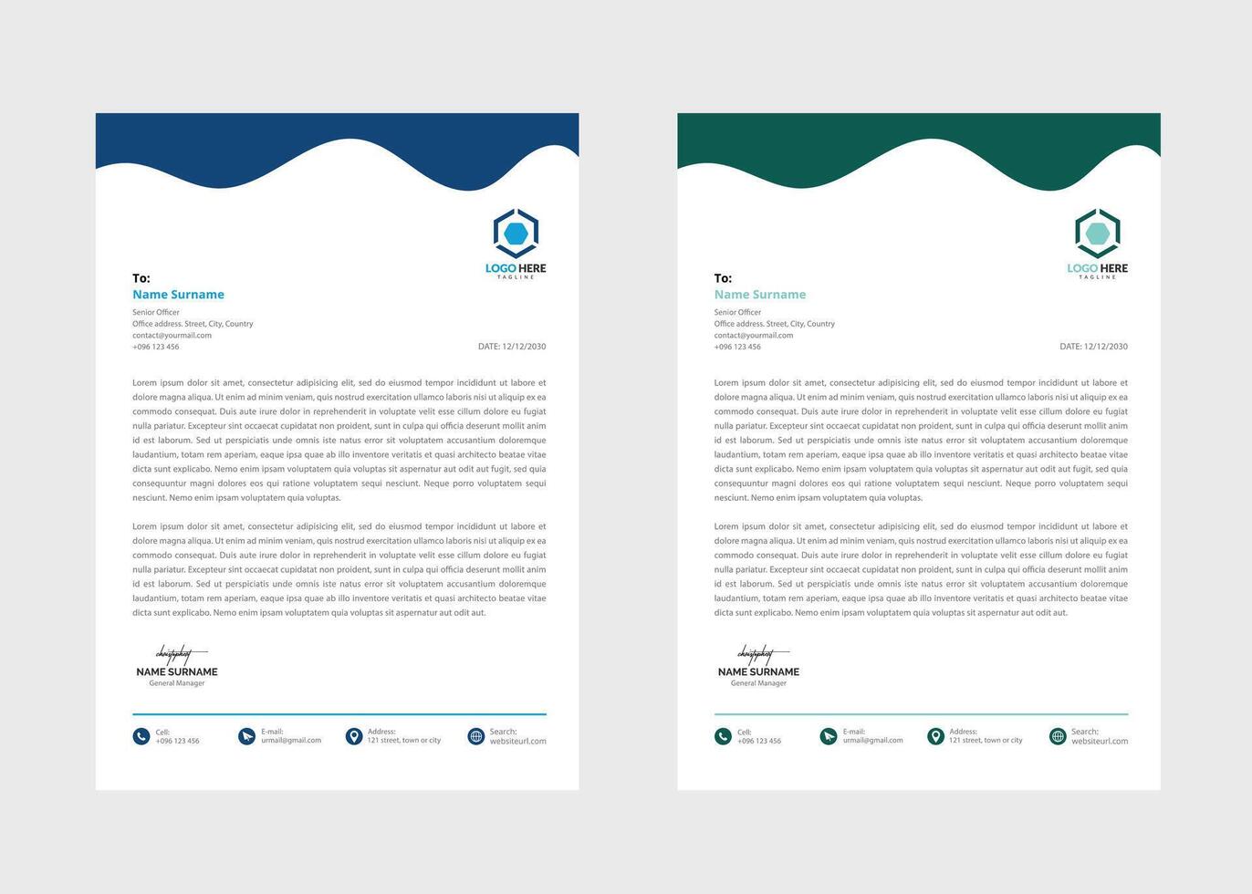 Corporate Business Letterhead Template. Editable Vector. Modern professional business letterhead design template. vector