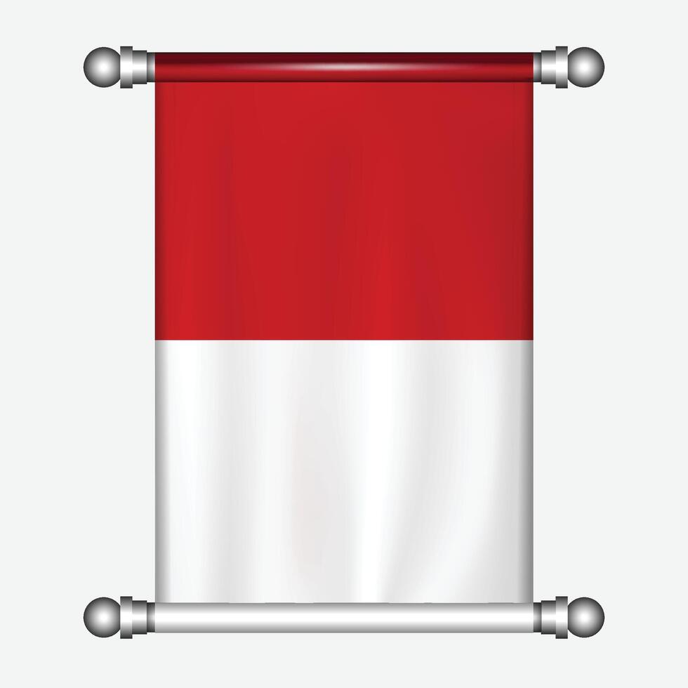 realista colgando bandera de Indonesia o Mónaco banderín vector