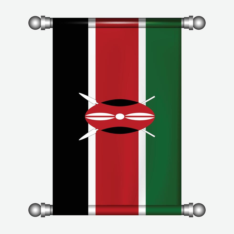 Realistic hanging flag of  Kenya pennant vector