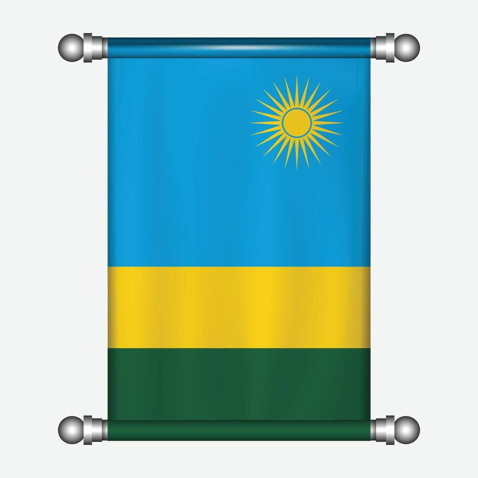 Realistic hanging flag of Rwanda pennant vector