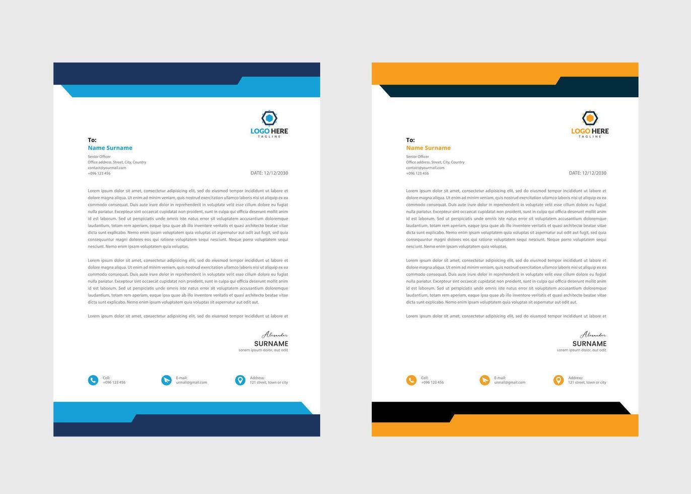 Corporate Business Letterhead Template. Editable Vector. Modern professional business letterhead design template. vector