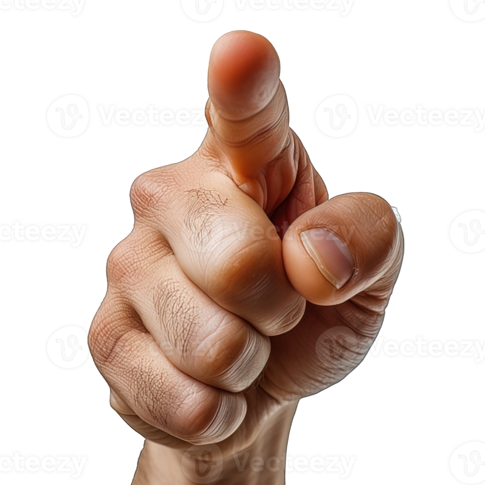 AI generated pointing hand gesture isolated on transparent background ,pointing finger pose ,generative ai png