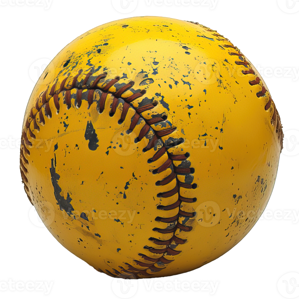AI generated yellow baseball ball isolated on transparent background ,generative ai png