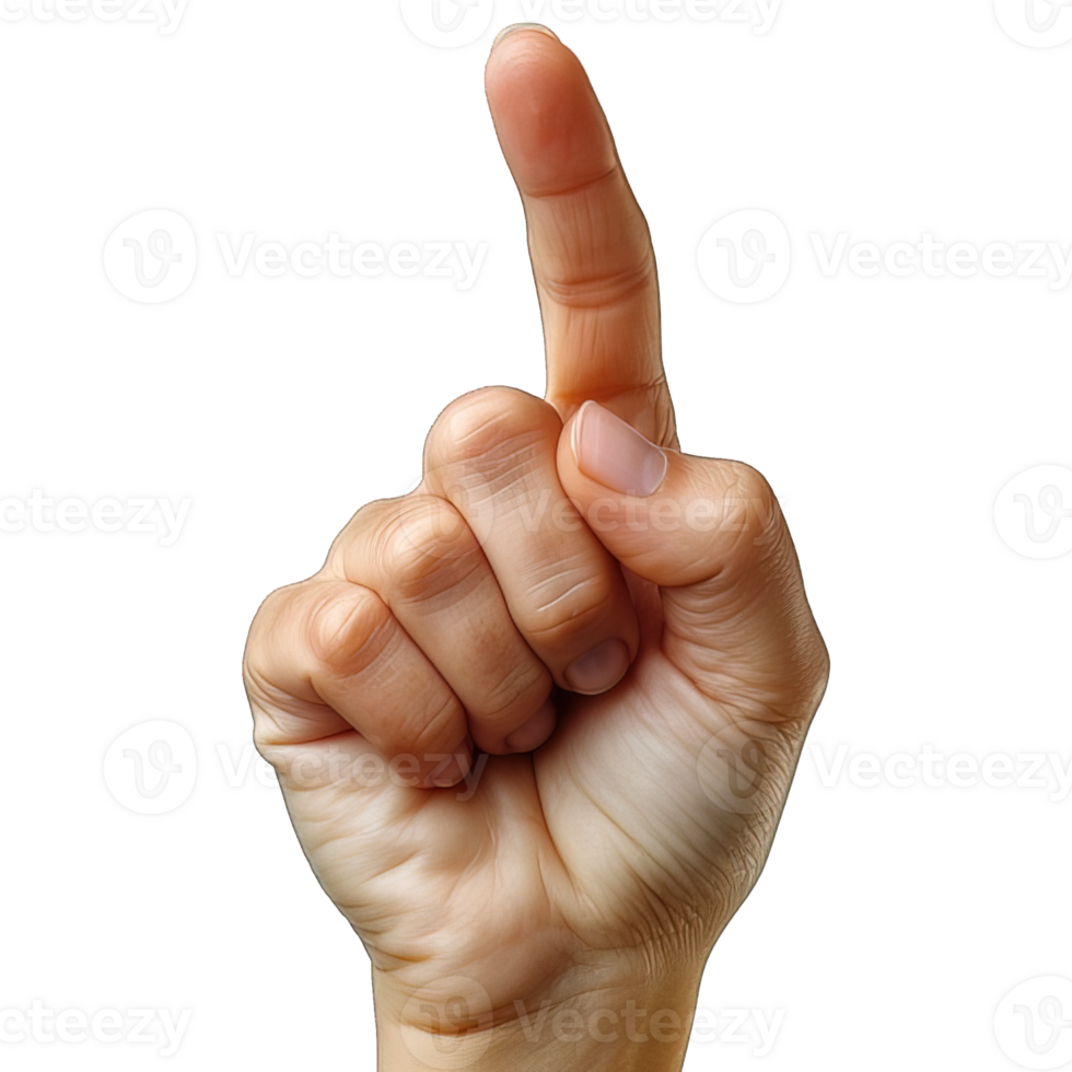 AI generated pointing hand gesture isolated on transparent background ,pointing finger pose ,generative ai png