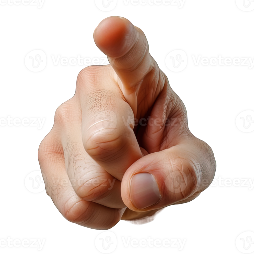 AI generated pointing hand gesture isolated on transparent background ,pointing finger pose ,generative ai png