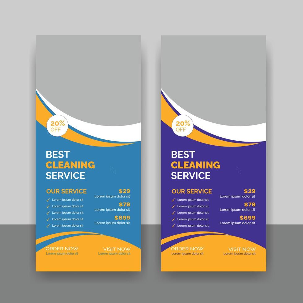 cleaning services dl flyer, rack card, leaflet template or cleaning services dl flyer template design. vector