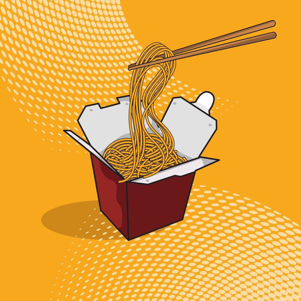 Vector illustration of red noodle box