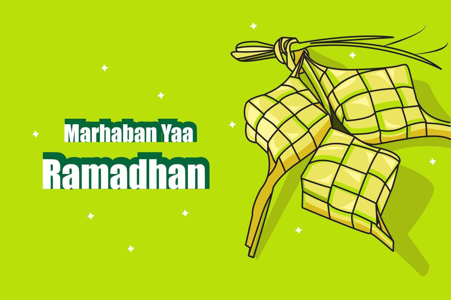 vector ilustración de kétupat, Bienvenido ramadhan volantes