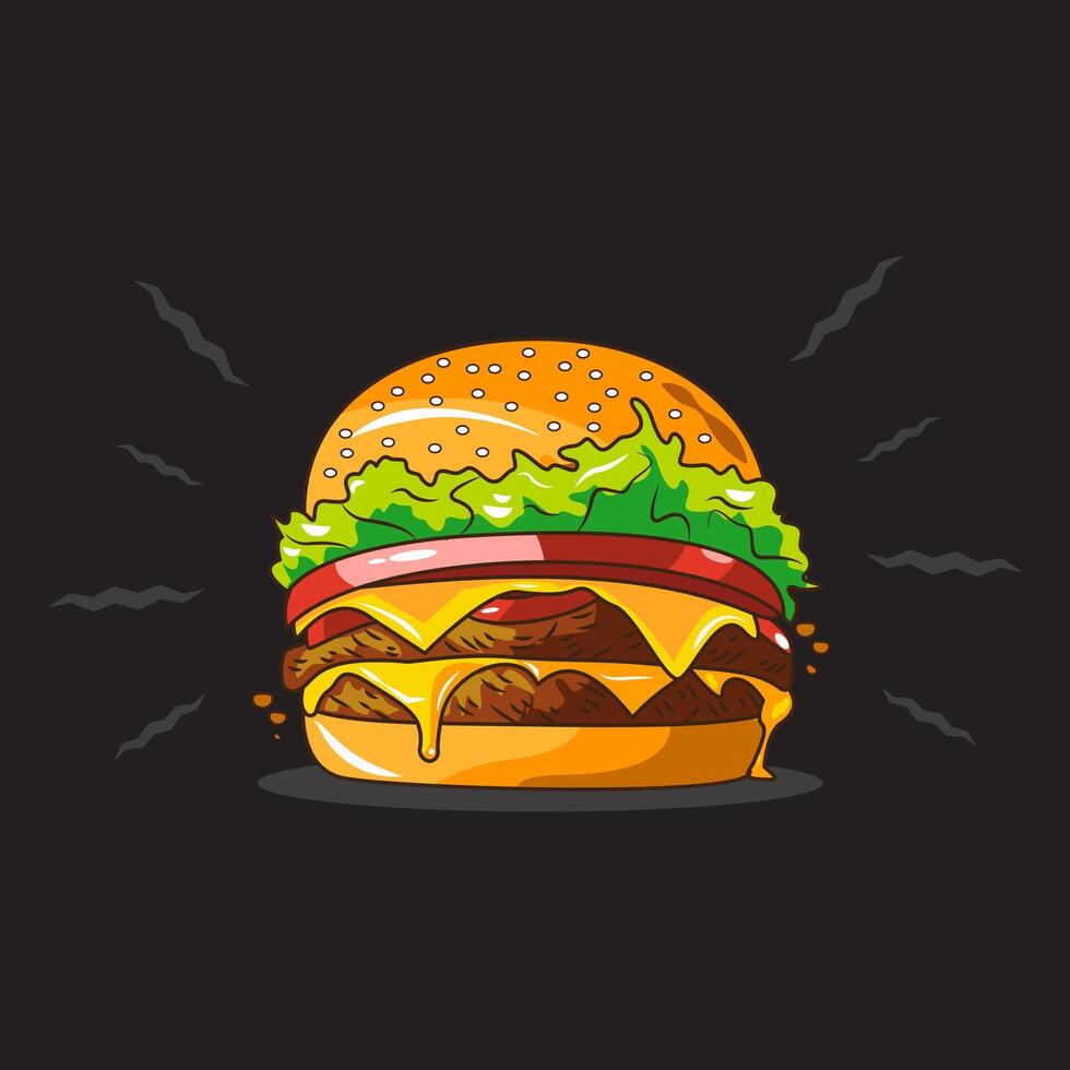 Vector illustration of burger cheese beef