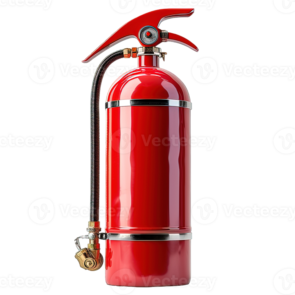 AI generated red fire extinguisher isolated on transparent background ,generative ai png