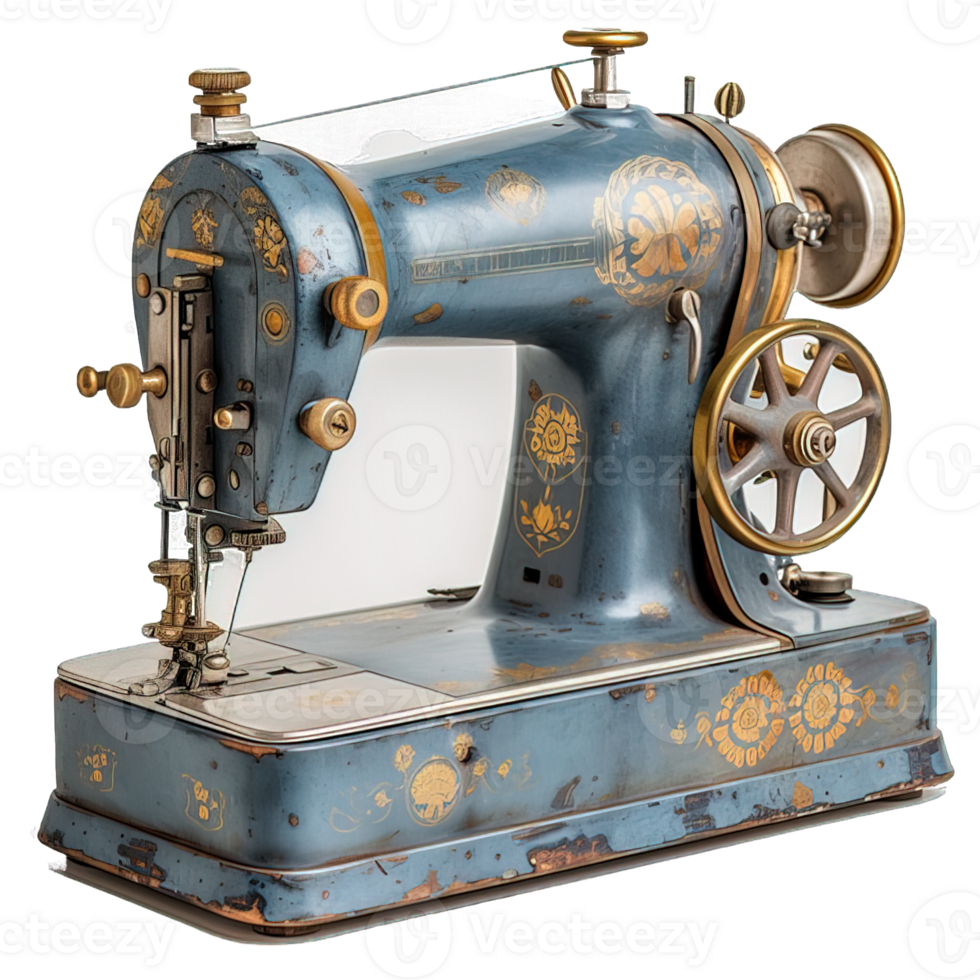 AI generated vintage sewing machine isolated on transparent background ,generative ai png