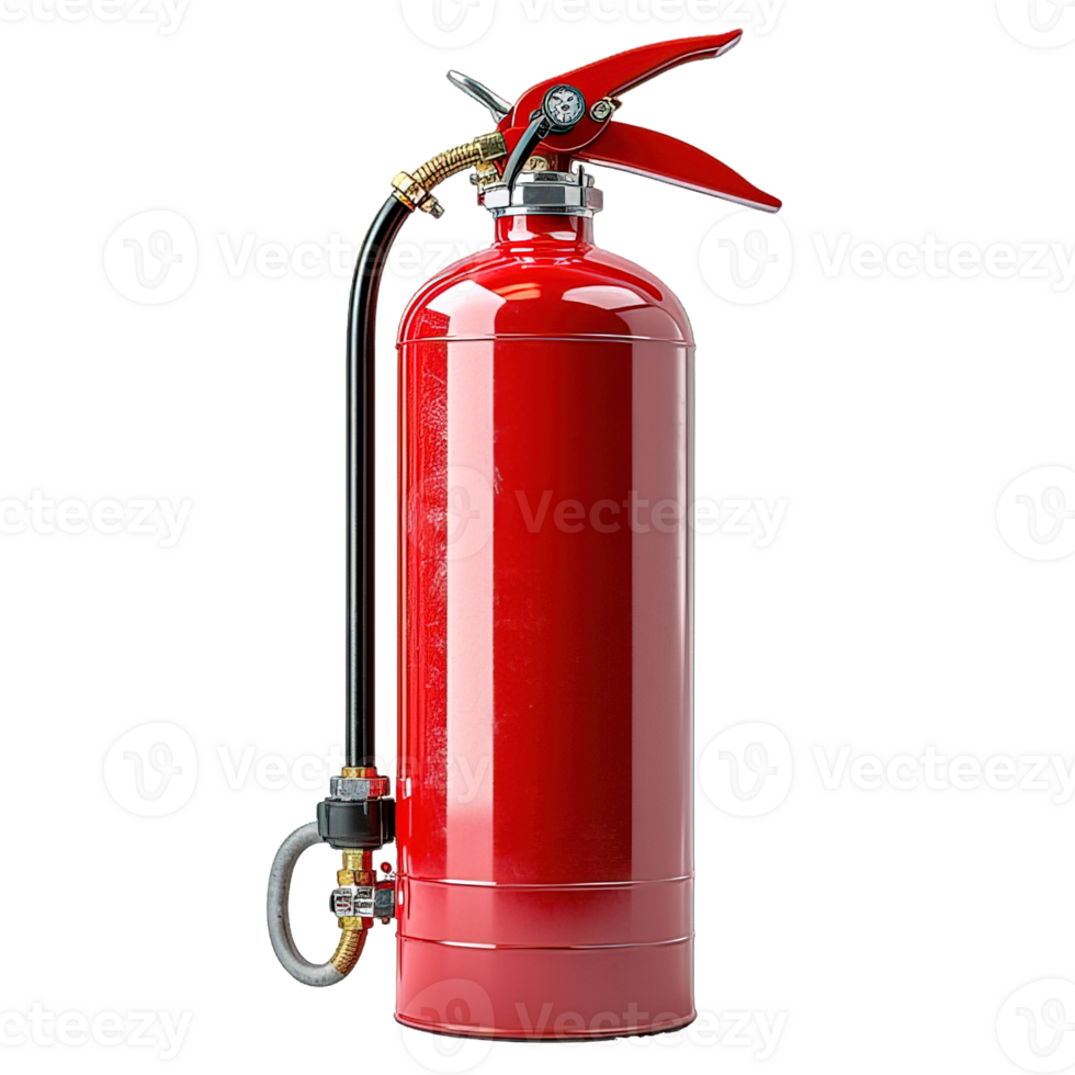 AI generated red fire extinguisher isolated on transparent background ,generative ai png