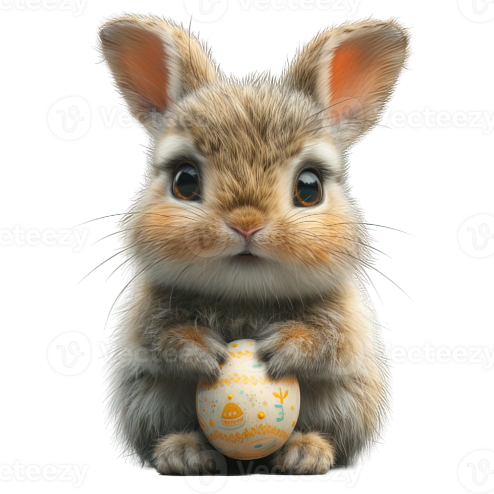 AI generated cute easter bunny isolated on transparent background ,generative ai png