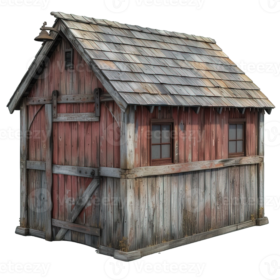 AI generated old wooden barn isolated on transparent background ,generative ai png