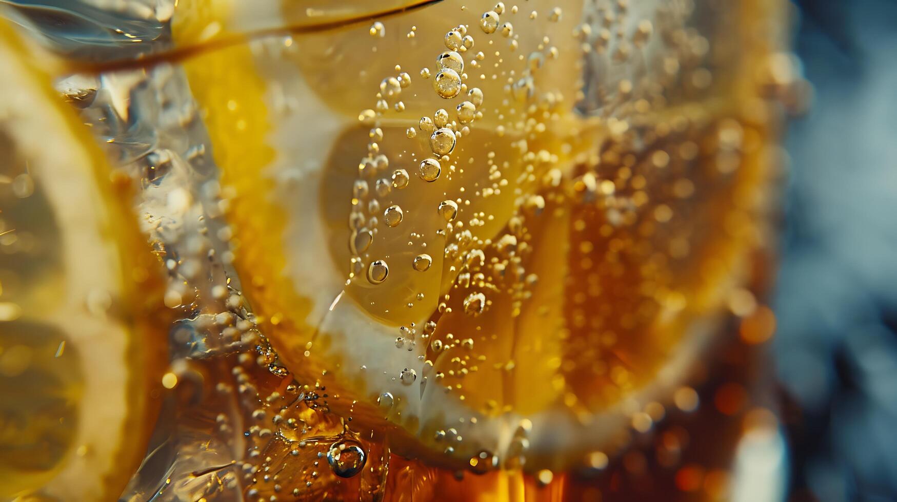 AI generated Refreshing Iced Tea Served on Rustic Table Captured in Warm Natural Light with Lemon Slices photo