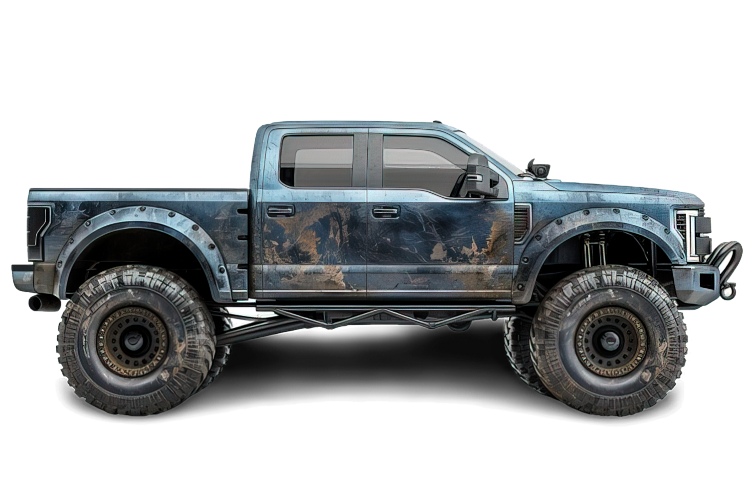 AI generated side view of monster truck isolated on transparent background ,generative ai png