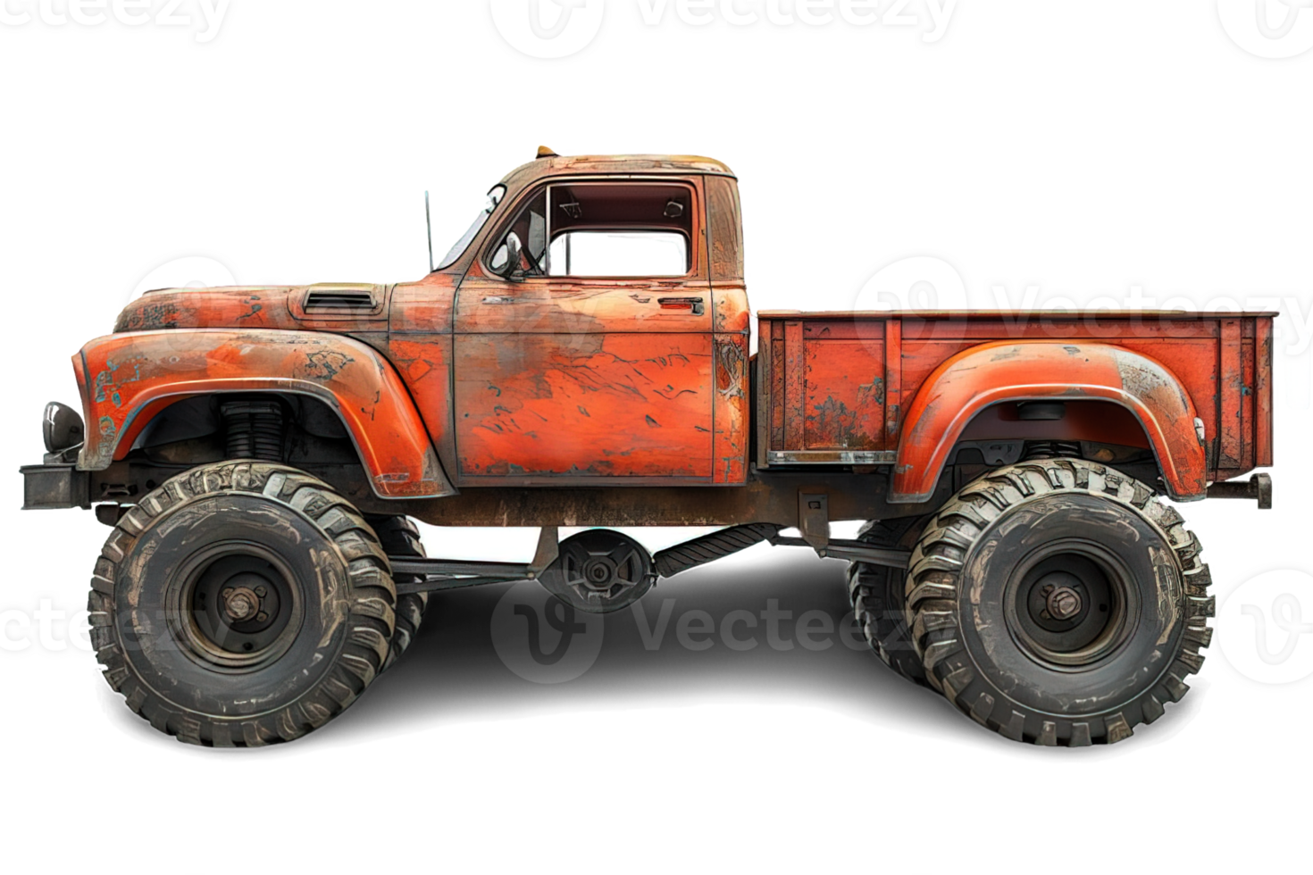 AI generated side view of monster truck isolated on transparent background ,generative ai png