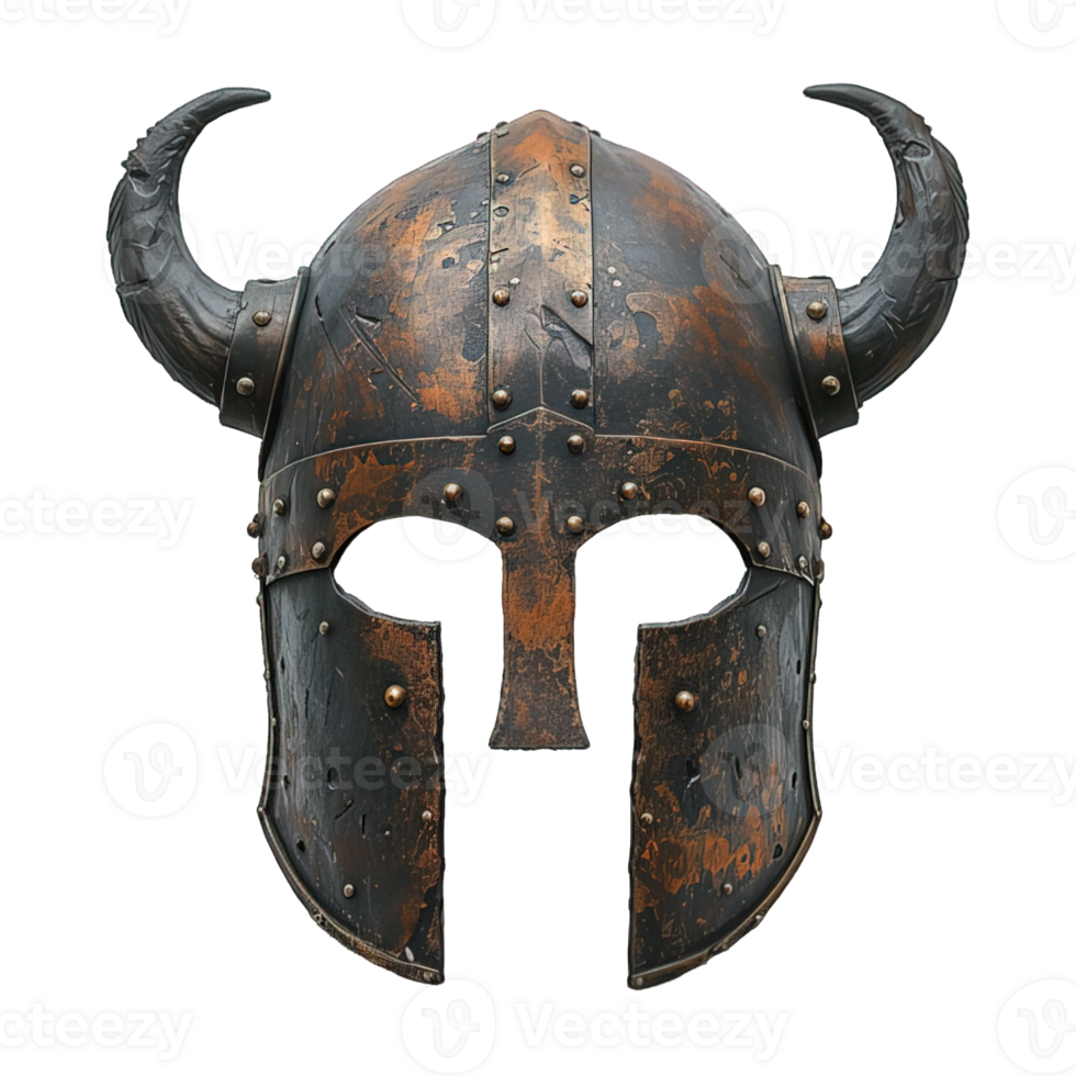 AI generated viking war helmet isolated on transparent background ,generative ai png