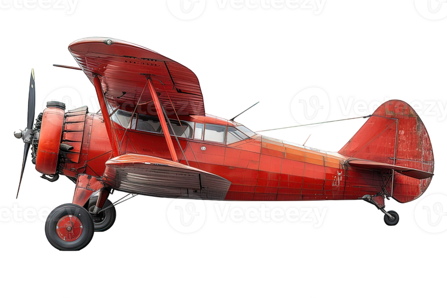AI generated small airplane isolated on transparent background ,vintage plane png ,generative ai