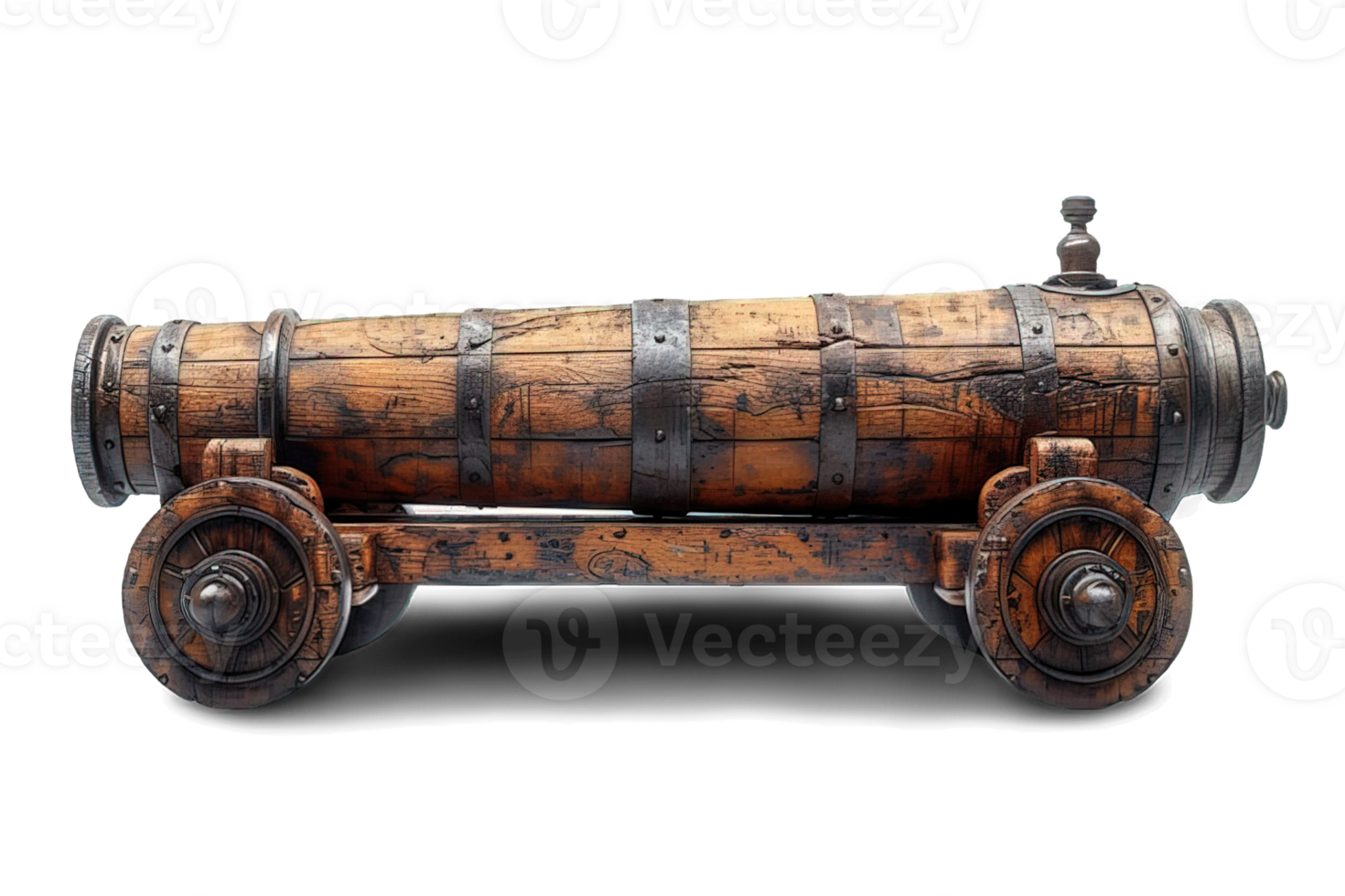 AI generated old cannon isolated on transparent background ,side view of antique artillery ,generative ai png