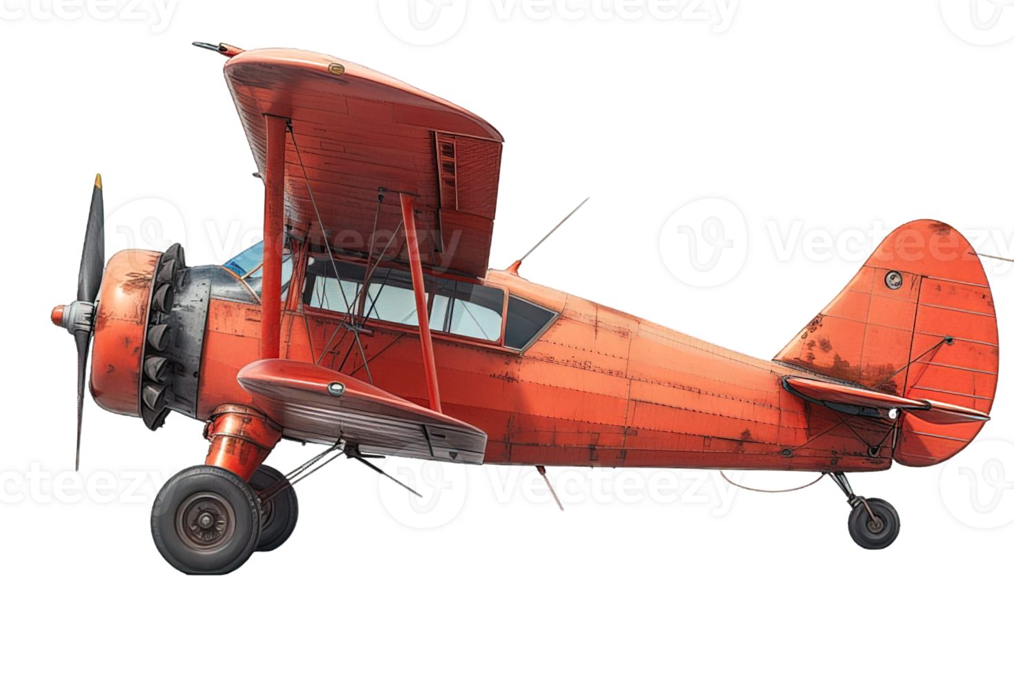 AI generated small airplane isolated on transparent background ,vintage plane png ,generative ai