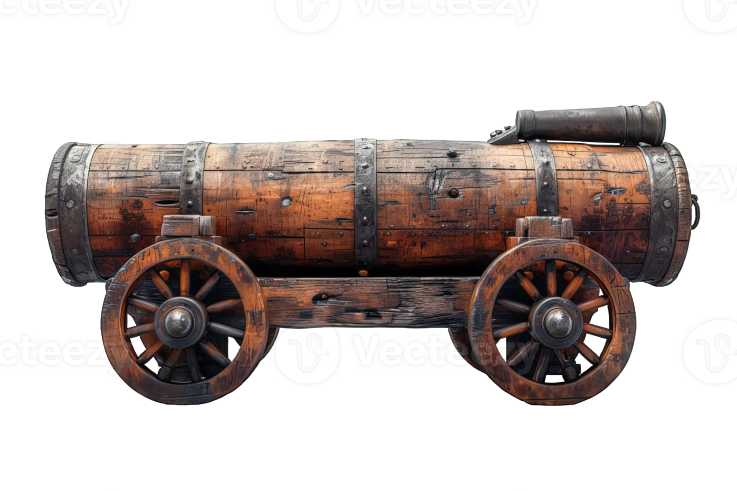 AI generated old cannon isolated on transparent background ,side view of antique artillery ,generative ai png