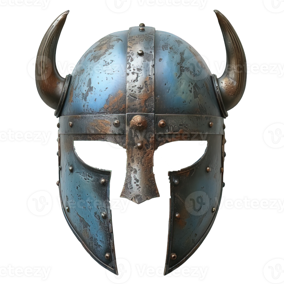 AI generated viking war helmet isolated on transparent background ,generative ai png
