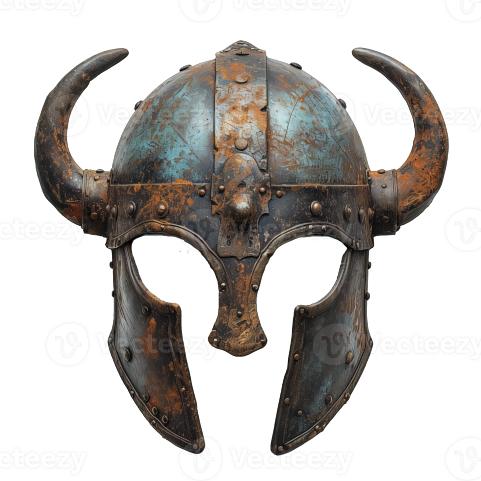 AI generated viking war helmet isolated on transparent background ,generative ai png