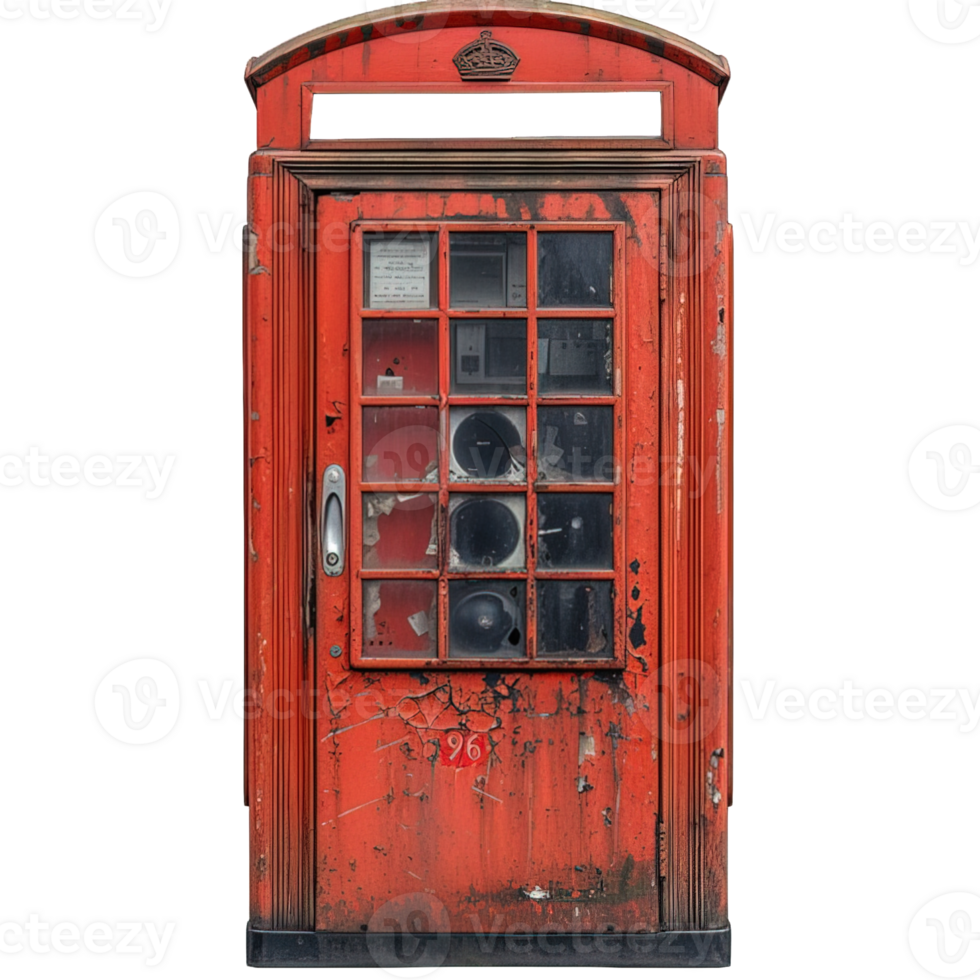 AI generated old red telephone box isolated on transparent background ,generative ai png