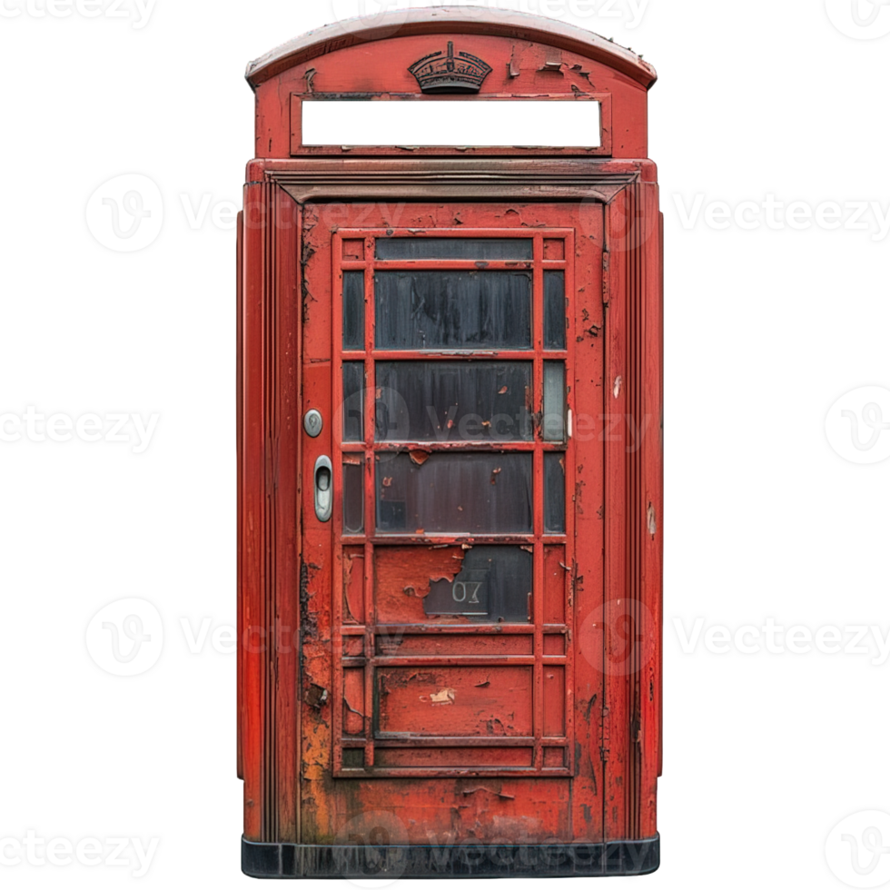 AI generated old red telephone box isolated on transparent background ,generative ai png