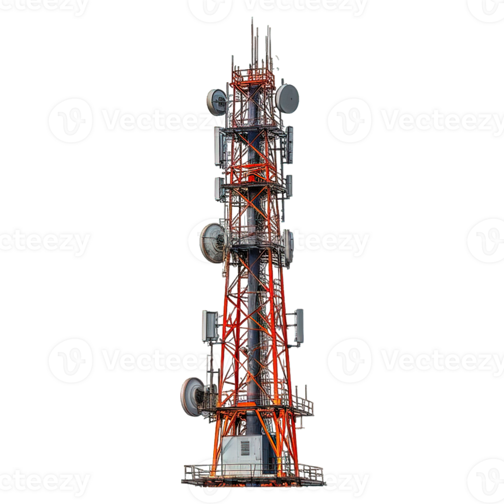 AI generated telecommunication signal tower isolated on transparent background ,generative ai png