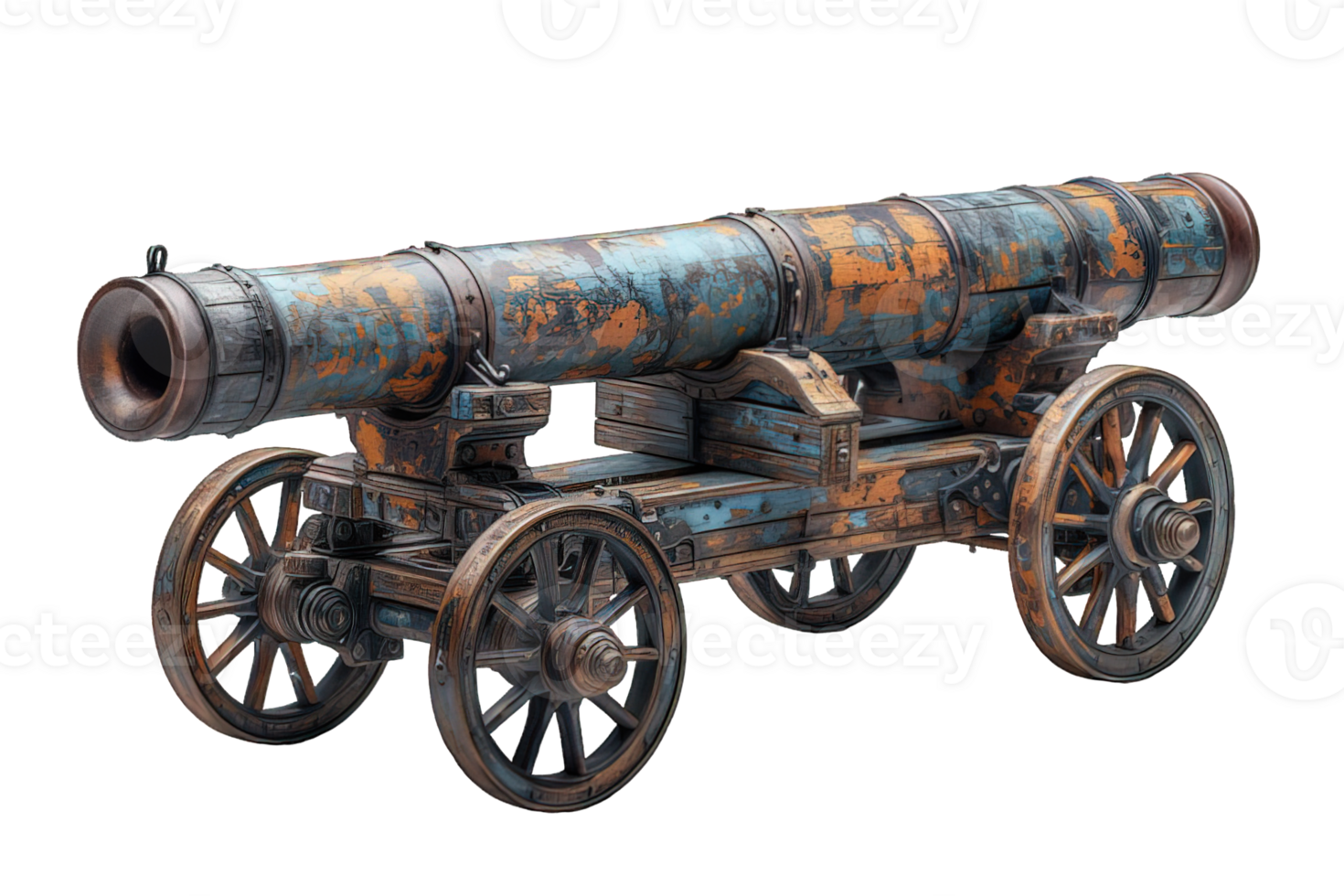 AI generated old cannon isolated on transparent background ,side view of antique artillery ,generative ai png