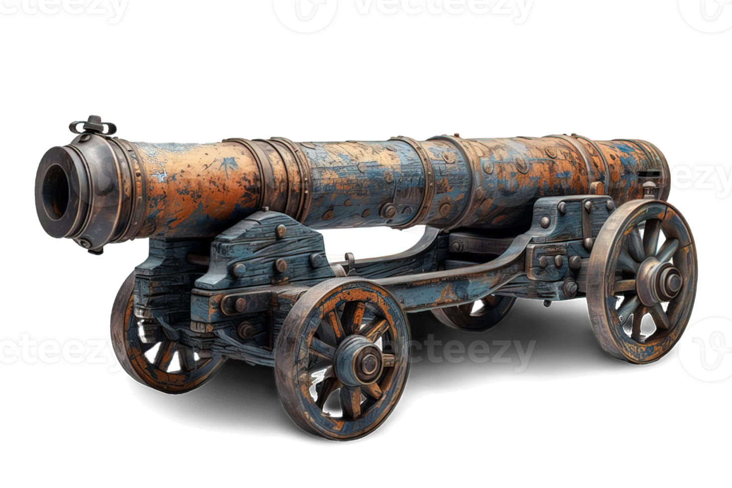 AI generated old cannon isolated on transparent background ,side view of antique artillery ,generative ai png